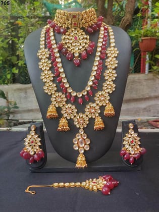 ZEVAR | Kundan Bridal Necklace Sets-Light Green