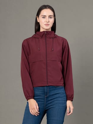 RedTape Solid Windcheater for Women | Hooded & Water Resistant