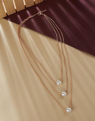 PD Enterprise White Moti Pendant With Gold Plated Chain-Free Size