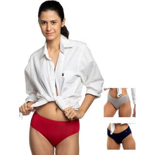 Ashleyandalvis Bamboo Micro Modal, Anti Bacterial, Skinny Soft, Premium Hipster Women Hipster Grey, Dark Blue, Red Panty (Pack Of 3 )