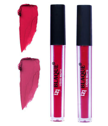 bq BLAQUE Matte Liquid Lipstick Combo Set of 2 Pcs 4ml each, Long Lasting & Waterproof - Ruby Red & Fuschia Pink