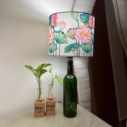 Upcycled Wine Bottle Lotus Shade Lamp