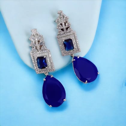 Sapphire Skies Earrings-Blue / Rhodium