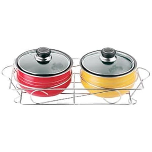 Ke 2 Pcs Non-Stick Handi Set With Glass Lid And Stand 1.5L