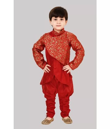 Coxxup Red Silk Blend Boys Sherwani ( Pack of 1 ) - None