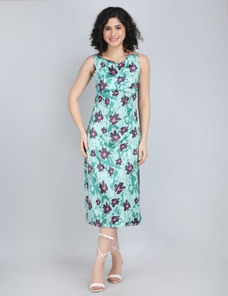 Emerald Garden Floral Midi Dress-S