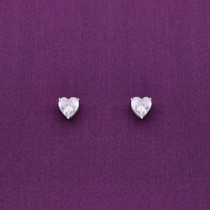 Minimalistic Crystal Cut Diamond Silver Earrings-White Stone / Silver