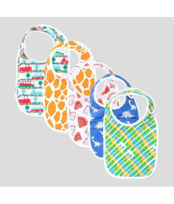 MangoPies Multi-Colour Cotton Bibs - Set of 5