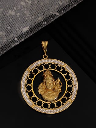 Mahadev With Rudraksh round Frem Design Gold Pleted Pendant PD-241