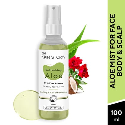 Aloe Vera Mist With Rose Extracts, Hydrating For Face, Body, Hair, Anti-Inflammatory (100 ML)