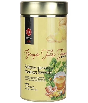 Tattva Adih Ginger Tulsi Turmeric Green TeaFor Immunity Booster, Digestion, Sore Throat, Tin 100g