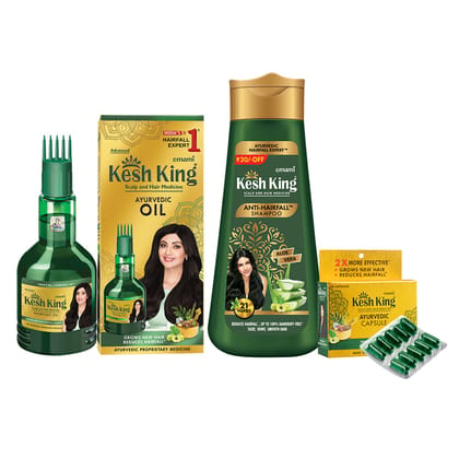 Kesh King Oil Shampoo Capsule Combo - 300ml + 30Nos