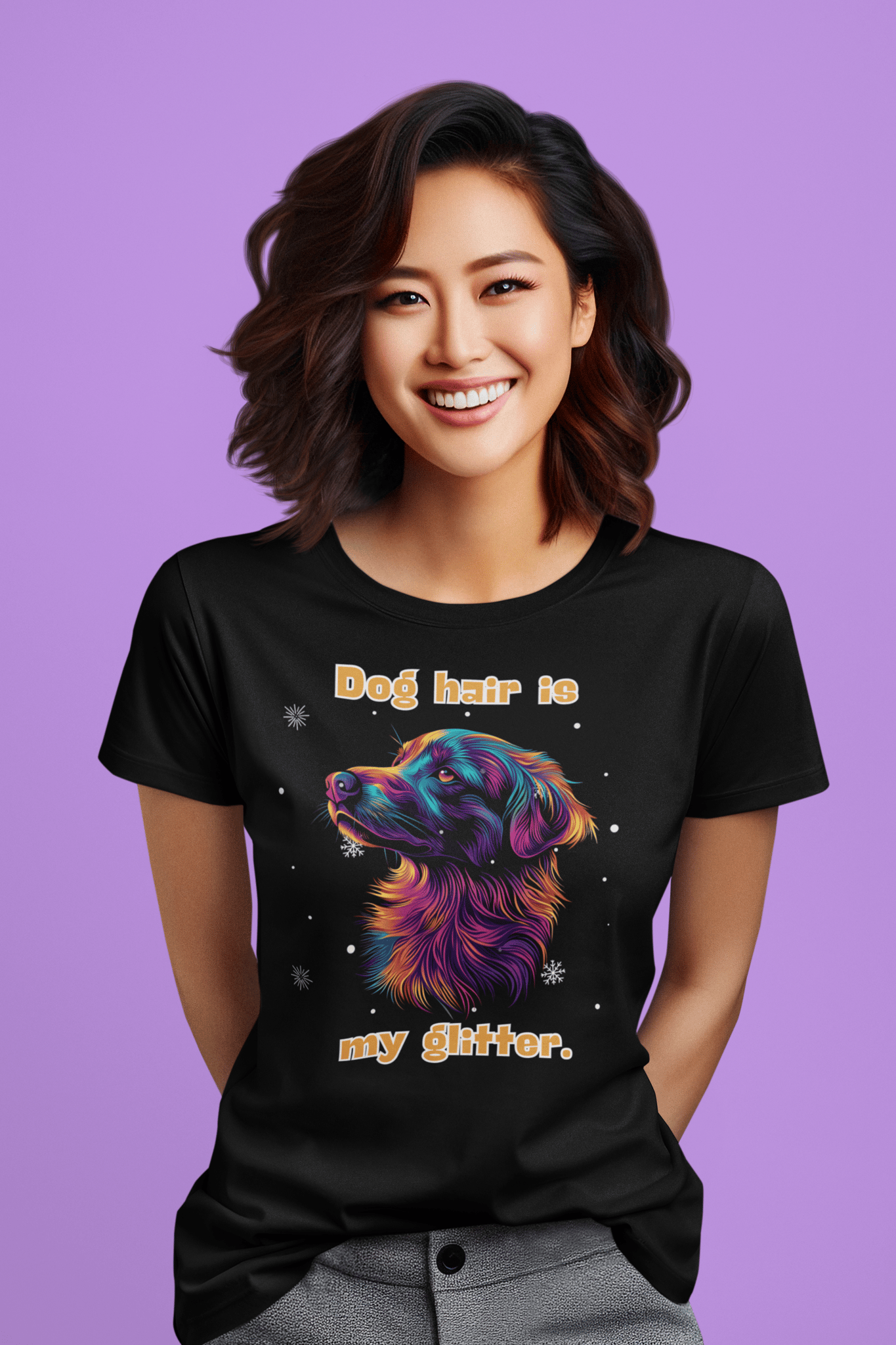 Dog Hair is My Glitter |  Women's Cotton Tee-S / Black