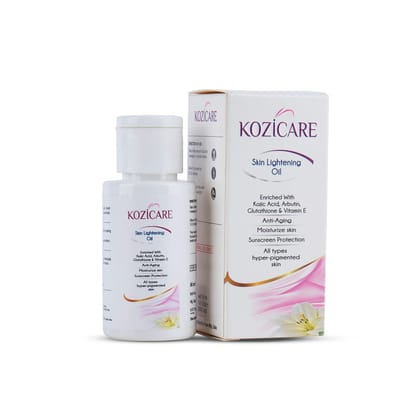 Kozicare Skin Lightening Oil with Kojic Acid & Glutathione, reduces hyperpigmentation, provides younger skin - 60ml Pack of 2.-Kozicare Skin Lightening Oil with Kojic Acid & Glutathione, reduces 