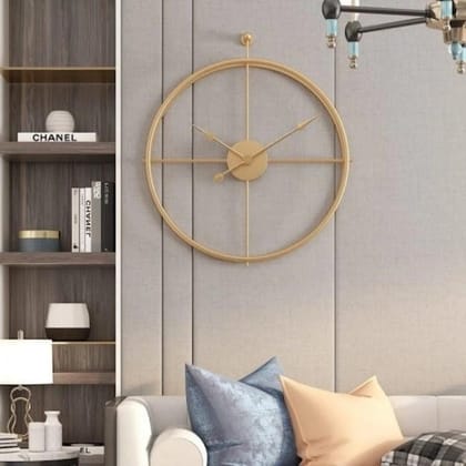 Metal Round Wall Clock-Golden