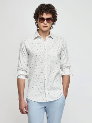 Micro Print Textured Shirt-M/38 / Light Cream