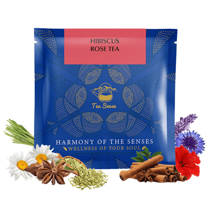 TEA SENSE - Hibiscus Rose Tea | 15 Pc | Pyramid Tea Bags in Sealed Pouches | Delicious Tangy Subtle Sweet Tea Blend of Hibiscus and Rose | Nourishes Your Body | Caffeine Free