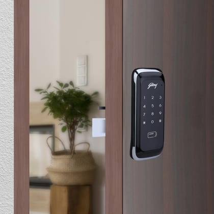 Godrej Advantis Rimtronic RF Digital Lock for Wooden Door, 2 in 1 Access, PIN Access, RFID Card, Black