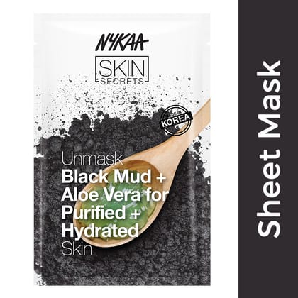 Nykaa Skin Secrets Exotic Indulgence Black Mud + Aloe Vera Sheet Mask For Purified & Hydrated Skin(20ml)