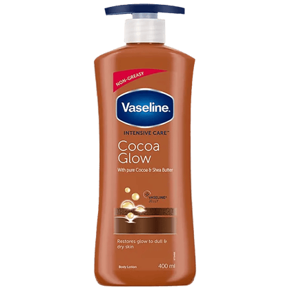 Vaseline Intensive Care Cocoa Glow Body Lotion - With Shea Butter, Non-Greasy Formula, 400 Ml