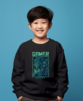 Fighter gamer black sweatshirt for boys & girls-7-8Y / Black