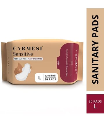 Carmesi Sensitive Sanitary Pads - 30 Pads (Large) - 100% Rash-Free by Gynecologist