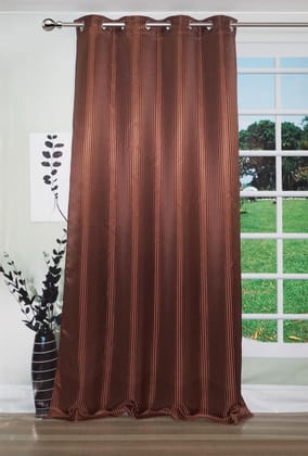 Lushomes Brown Satin Door Curtain, 7.5ft, 8 Metal Eyelets, 54x90 inches, Single piece-Lushomes Brown Satin Door Curtain, 7.5 FT, 8 Metal SS Eyelets, 4.5 FT x 7.5 FT (54 x 90 inches, Single pc)