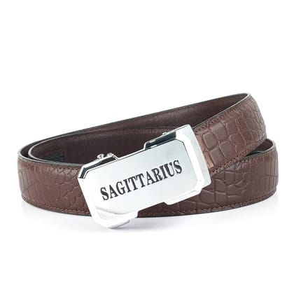 Hemener Men  Sagittarius  Zodiac Buckle Genuine  Leather Belt-28