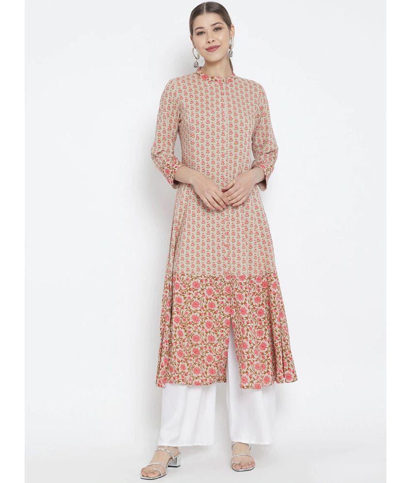 Yash Gallery - Multicolor Rayon Womens Front Slit Kurti ( Pack of 1 ) - None
