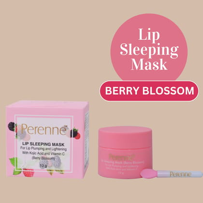 Perenne Lip Sleeping Mask (Berry blossom) For lip plumping & depigmentation With Kojic acid & Vitamin C (10 gm)-Pack Of 1 (10gm)