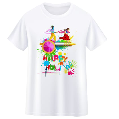 Holi T-shirt (Krishna Happy Holi)  Desgion Multicolor Men/Women Kids T-shirt-Small