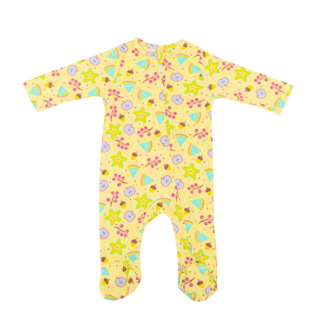 Footed Rompers - Yellow Fruits-6-9 months