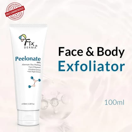 Peelonate AHA Face and Body Exfoliator for oily & acne prone skin | 0.5% Multifruit BSC, 0.48% Red algae extract, 0.1% Vitamin E-100ml