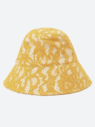 Hotzy Yellow Lace Fabric Women Bucket Hat For Sunshine-FR