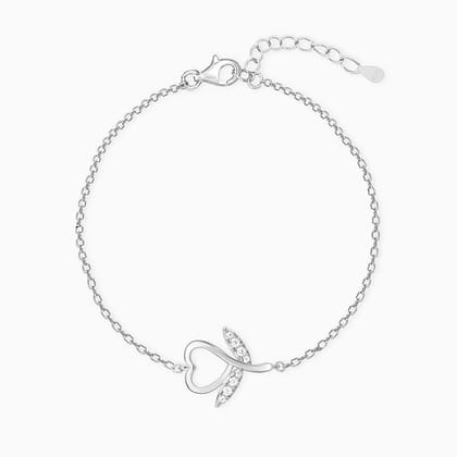 Silver Heart Leaf Love Bracelet