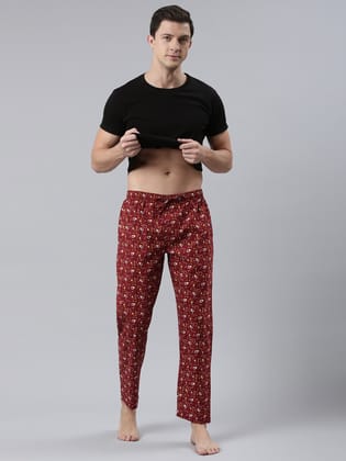 Marron Printed Lounge Pant-M