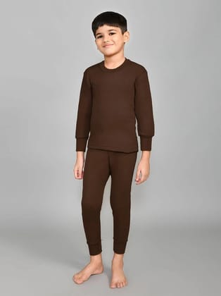 Lux Cottswool Cotton Blend Thermal Top & bottom Set ( Brown ) - None