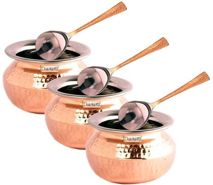 100 % Pure Copper Biryani Handi | Set of 3