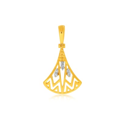 Senco Gold 18K Yellow Gold Shiny Chime Diamond Pendant (Gold Weight - 1.4 g / 0.04 carat / HI-SI)