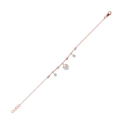 Senco Gold Dangling Delight Diamond Bracelet (1.8 gram / 0.19 Ct / HI-SI / 14K Rose Gold)