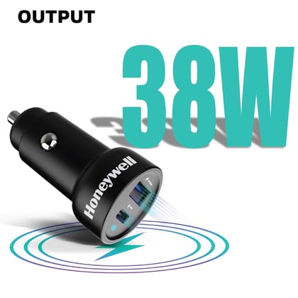 Honeywell Micro CLA 38W PD Smart Car Charger,Dual Port 1XType C & 1XUSB A,3Yr Manufacturer Warranty