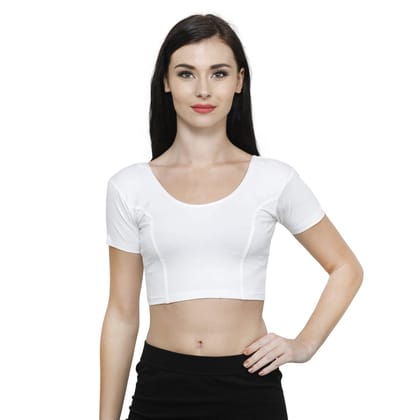 Vami Women's Cotton Stretchable Readymade Blouses - White M