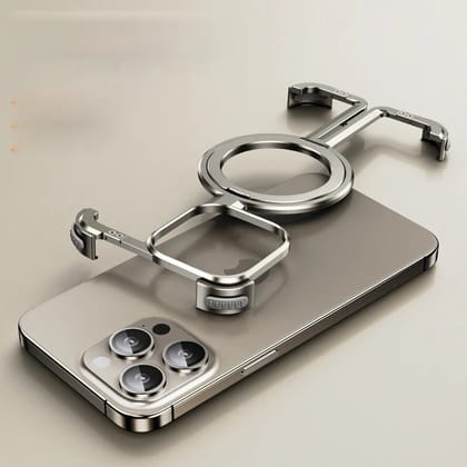 Metal Pivot Guard Magnetic Ring Stand Holder Case-iPhone 15 Pro / Gold