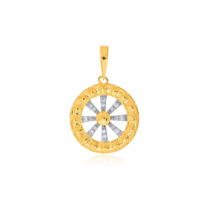 Senco 18K Yellow Gold Wheel of Faith Diamond Pendant (Gold Weight- 1.7 g / 0.09 Ct / HI-SI)