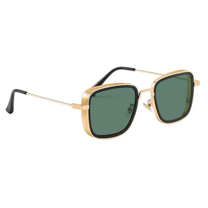 Dervin Kabir Singh Inspired Lightweight Unisex Square Sunglasses (Gold-Green)