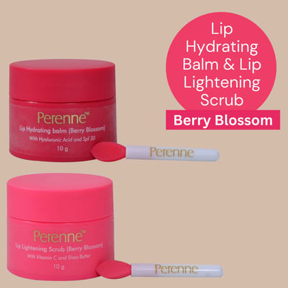 Perenne Lip Hydrating balm & Lip Lightening Scrub (Berry Blossom-10gm x 2)-Pack Of 2 (10gm x 2)