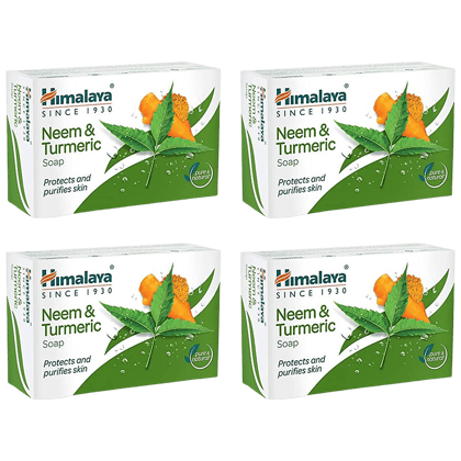 Himalaya Neem & Turmeric Bathing Soap, Cleanses & Purifies Skin, 75 G (Pack Of 4)