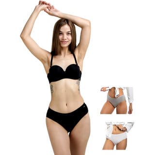 Ashleyandalvis Bamboo Micro Modal, Anti Bacterial, Skinny Soft, Premium Hipster Women Hipster Black, White, Grey Panty (Pack Of 3 )