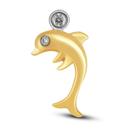 Senco Gold 18K Yellow Gold Dolphin Splash Kids Diamond Pendant (Gold Weight -  1.7 g / 0.07 Ct / HI-SI)