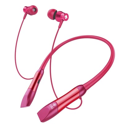 U&i Holiday 50 Hours Music Time Bluetooth Neckband Wireless Headset Bluetooth Headset (In the Ear)-Pink